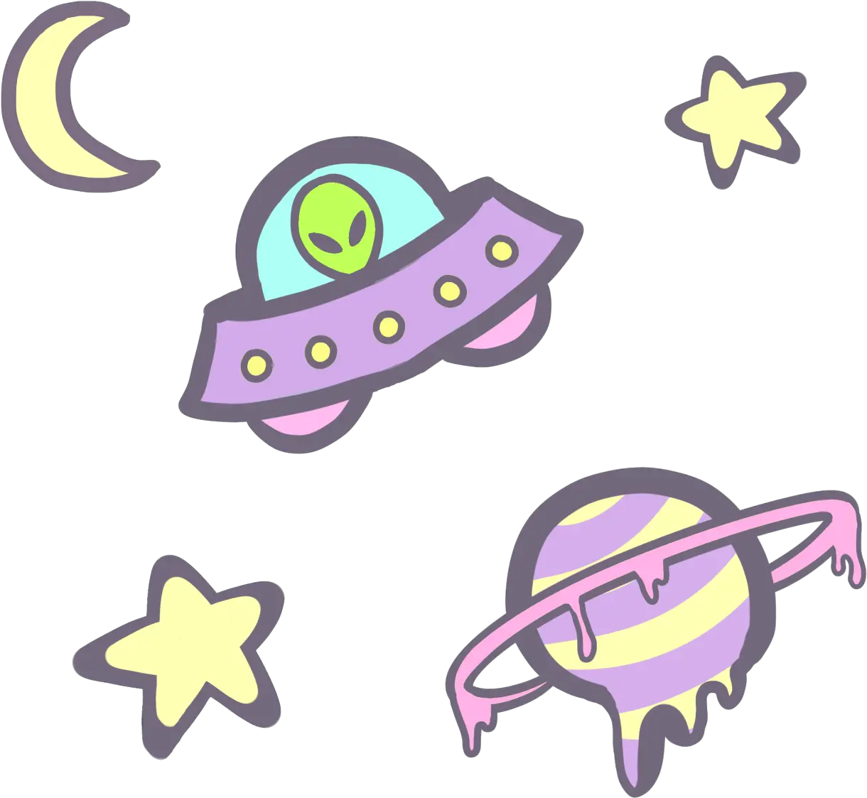 Some Alien Doodles Transparent Space Aesthetic Stickers