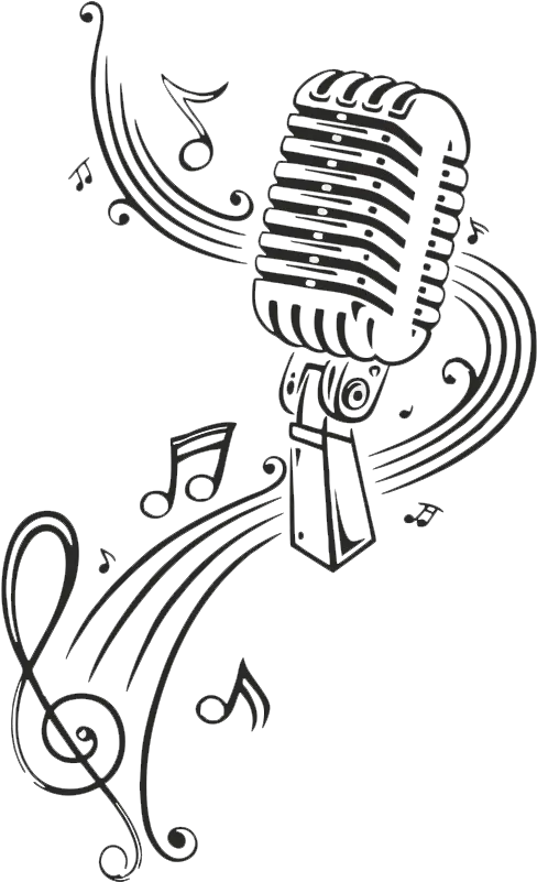 Microphone And Musical Notes Clipart