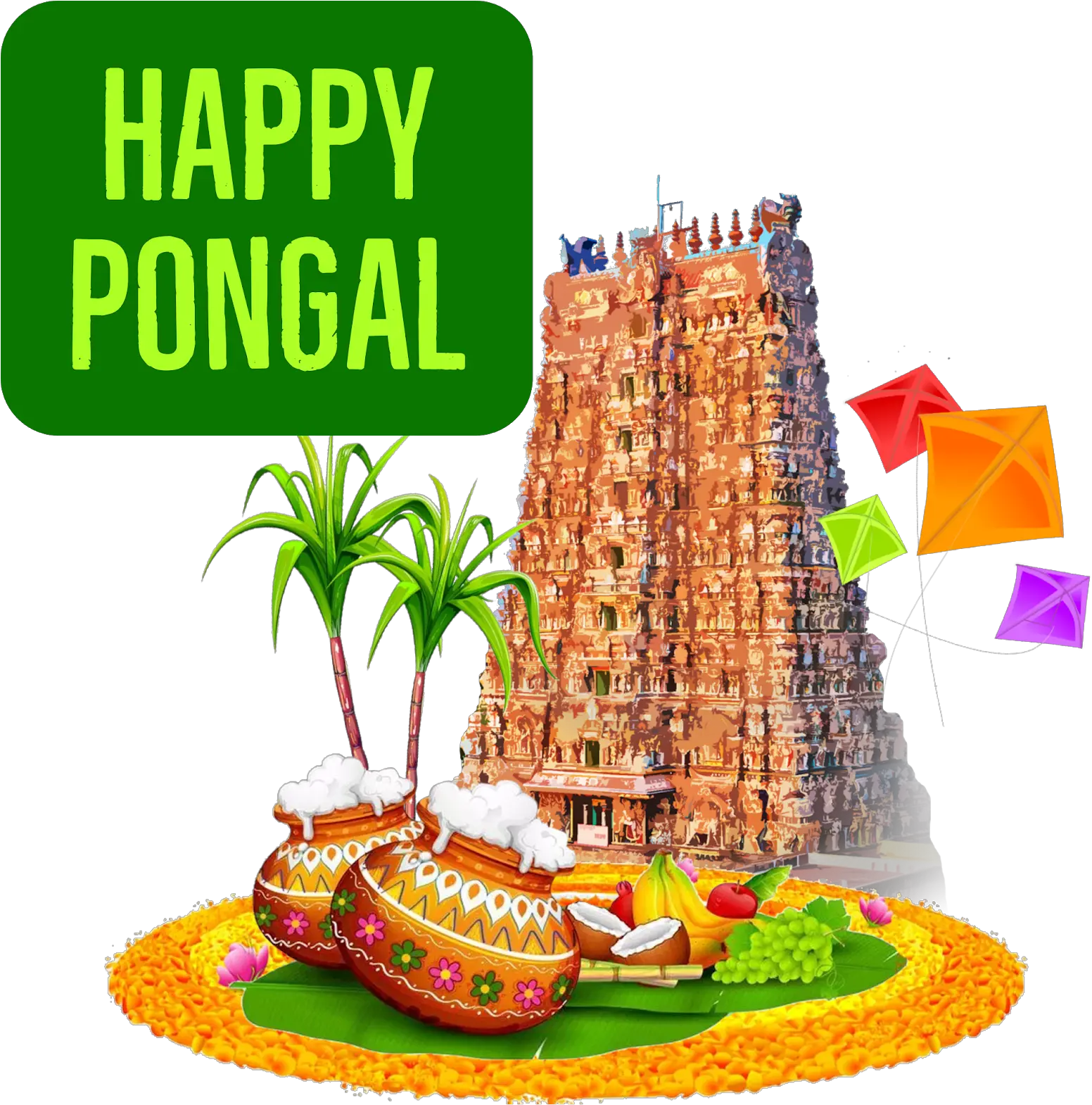 Happy Pongal Temple Kites Png For What S App Sticker Pongal Background Images Png