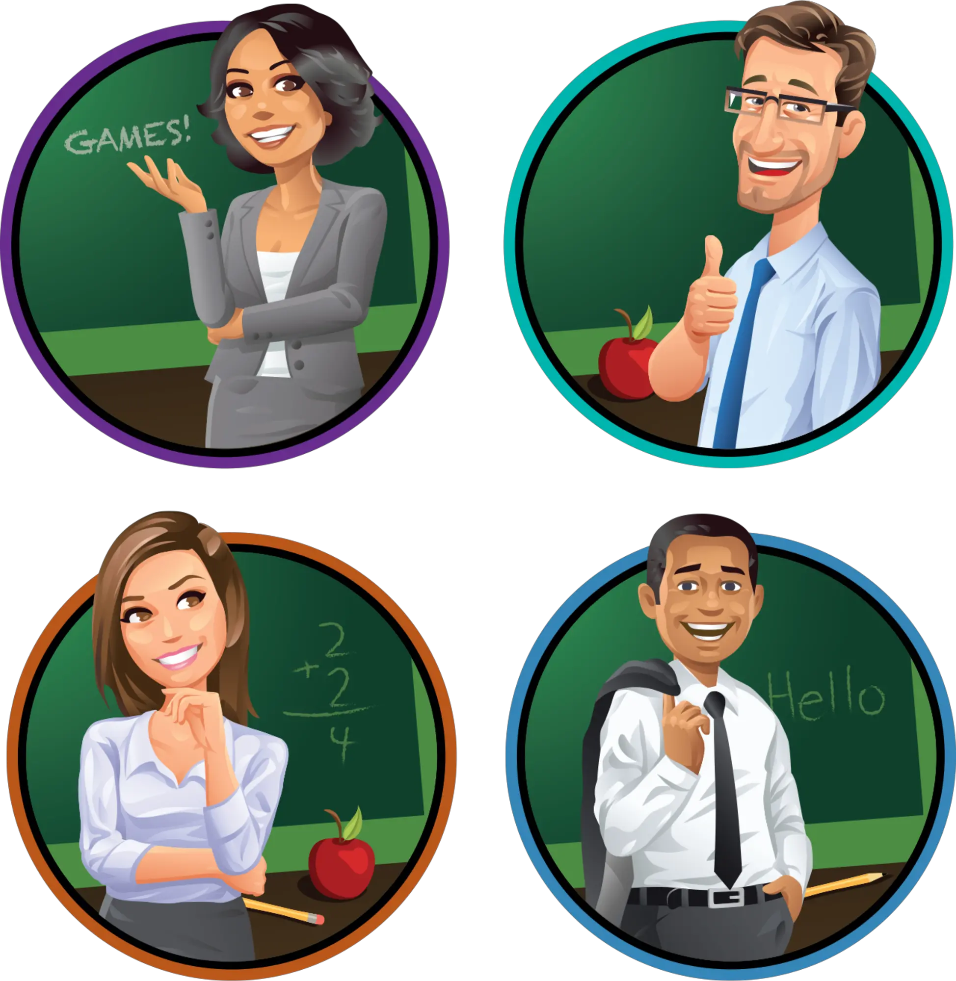 Four Types Of Teachers Male And Female Teacher Clipart