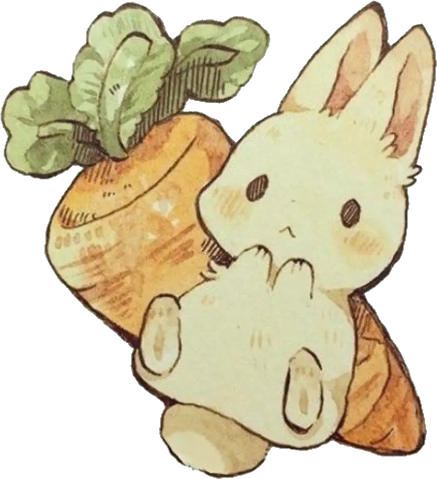 Transparent Bunny With Carrot Clipart Anime Rabbit