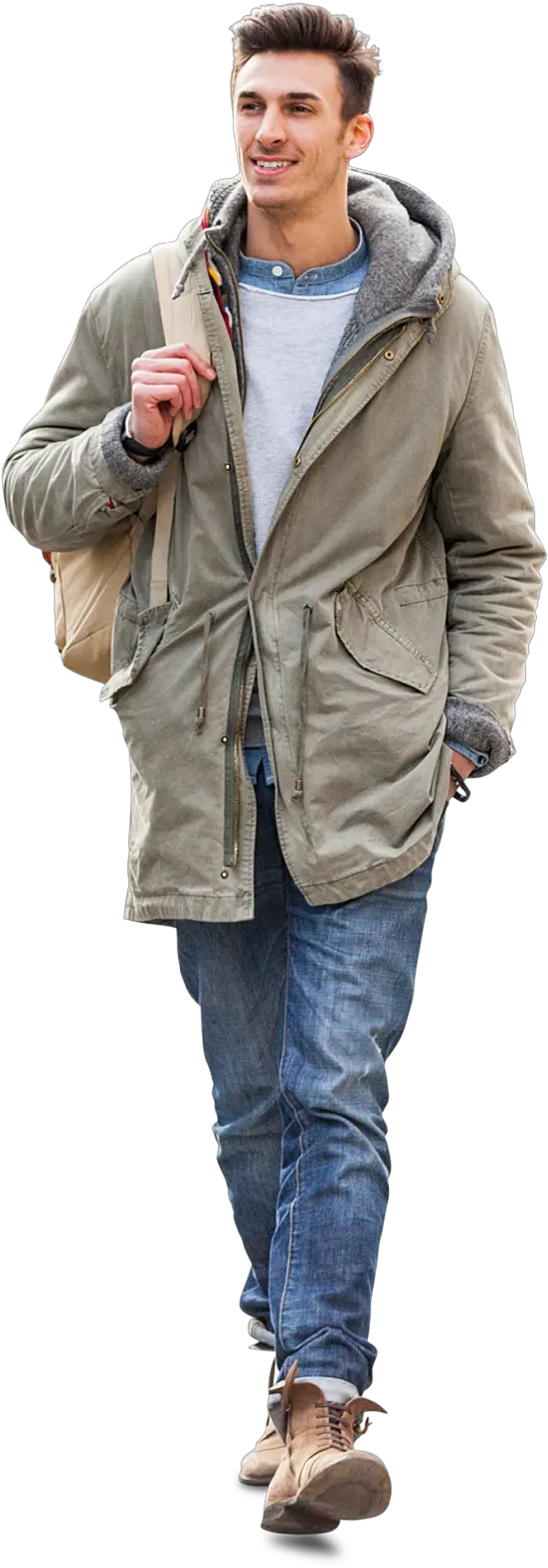 Cutout Man Walking In Green Jacket