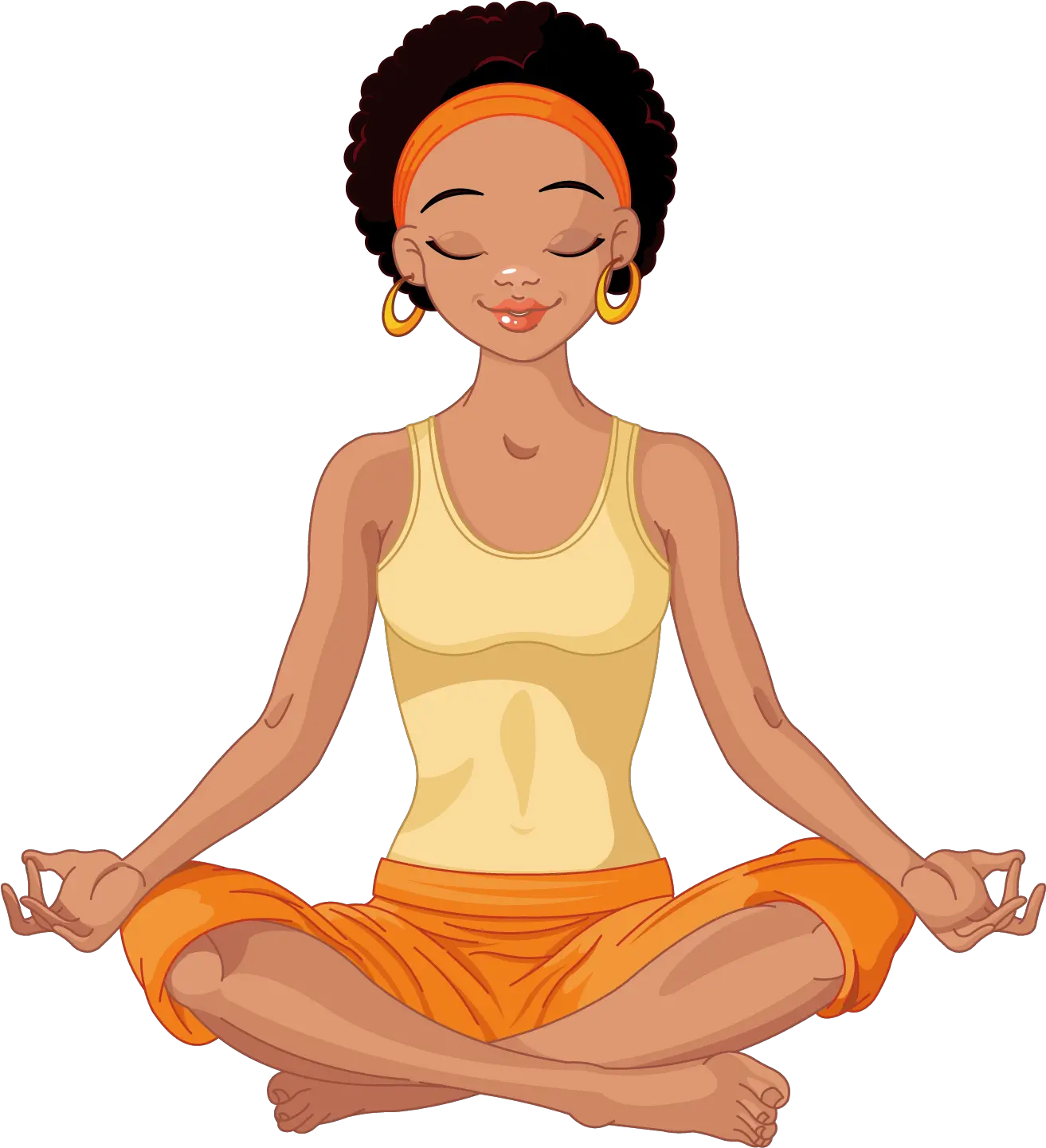 Transparent Meditating Clipart African American Yoga Girl