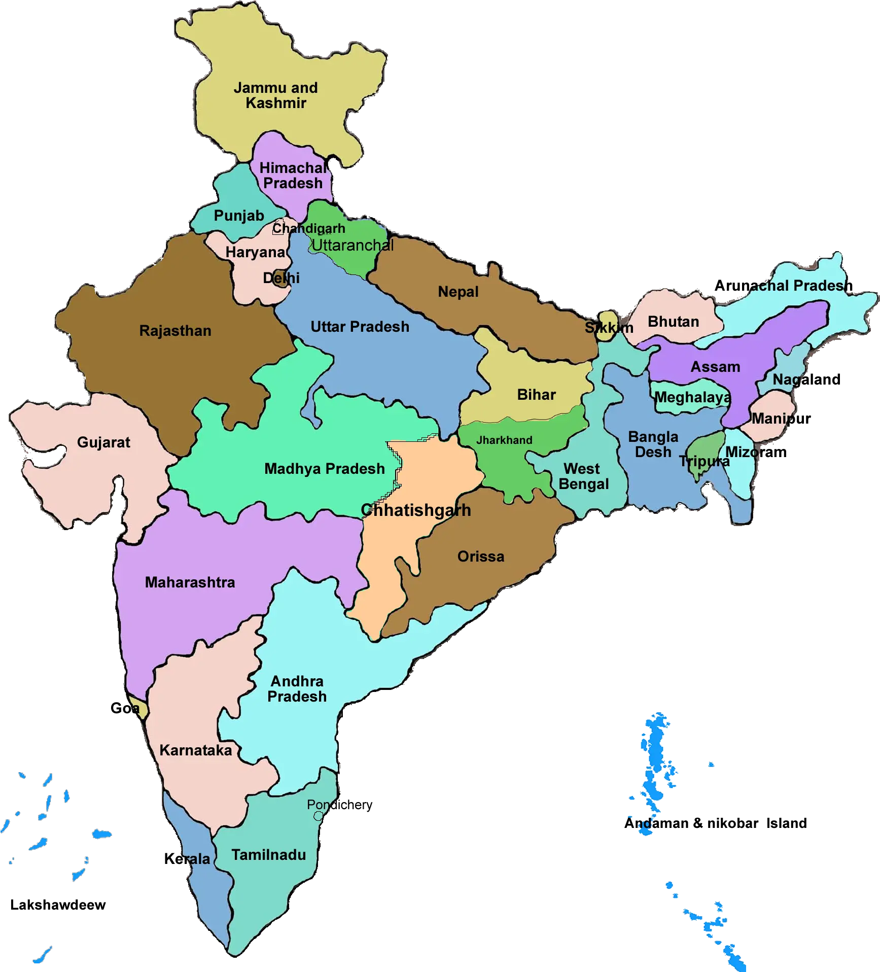 Transparent India Map Png 28 States Of India In Map