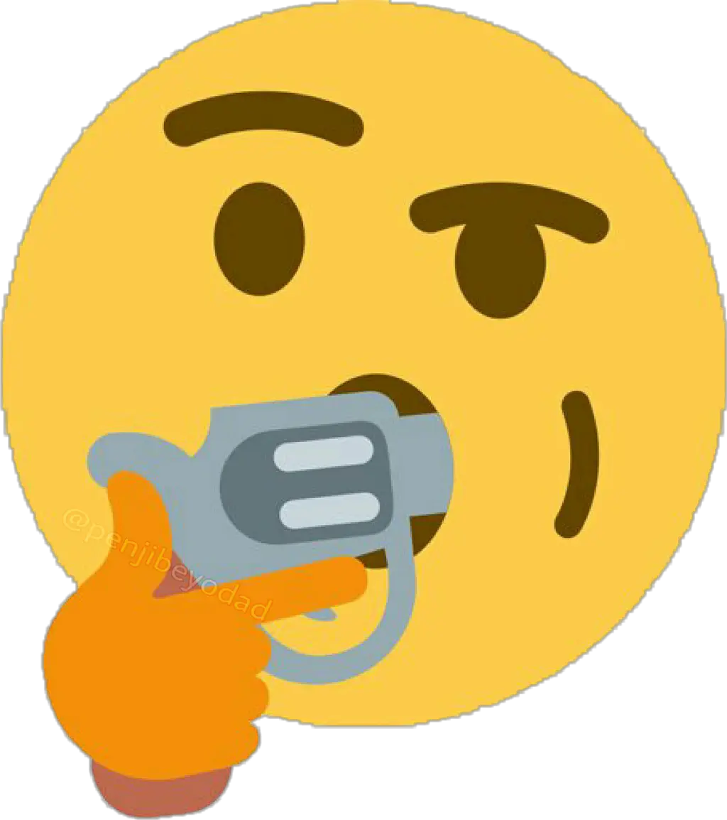 meme memes sticker thinkingemoji gun shotmyself Emoji With Gun In Mouth