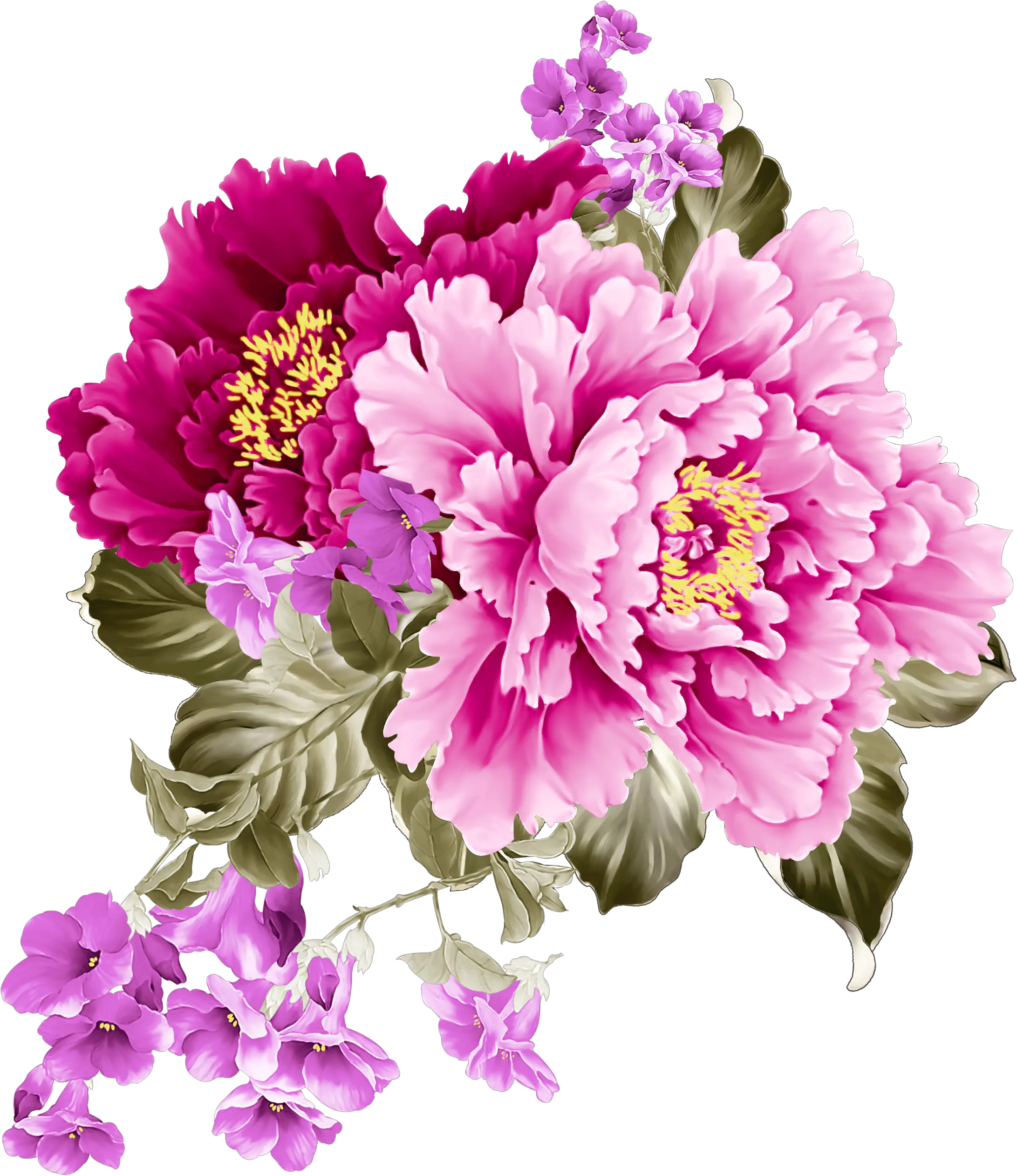 Transparent Free Peony Clipart Pink And Purple Flowers Png