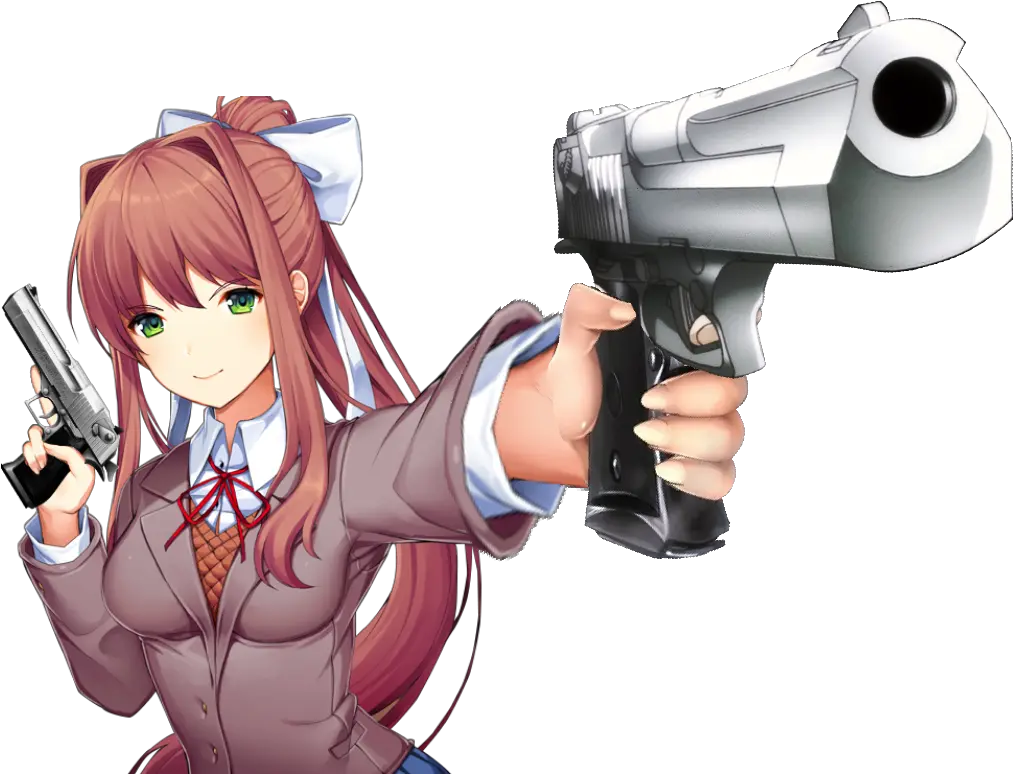 Cartoon Gun Png Monika Holding A Gun