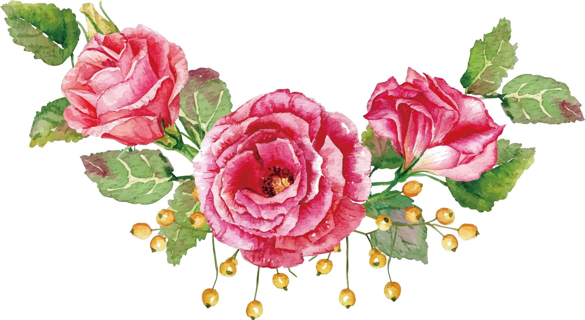 Flower Bouquet Watercolor Painting Rose Flower Vector Png