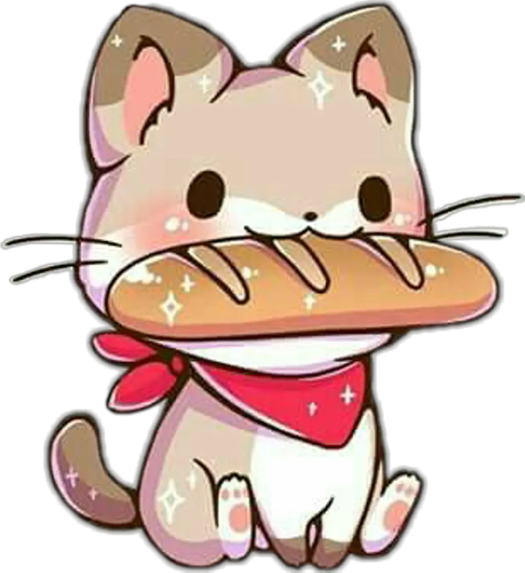 Freetoedit Cute Kawaii Cat French Bread Hat Baguette Cute Kawaii Cat
