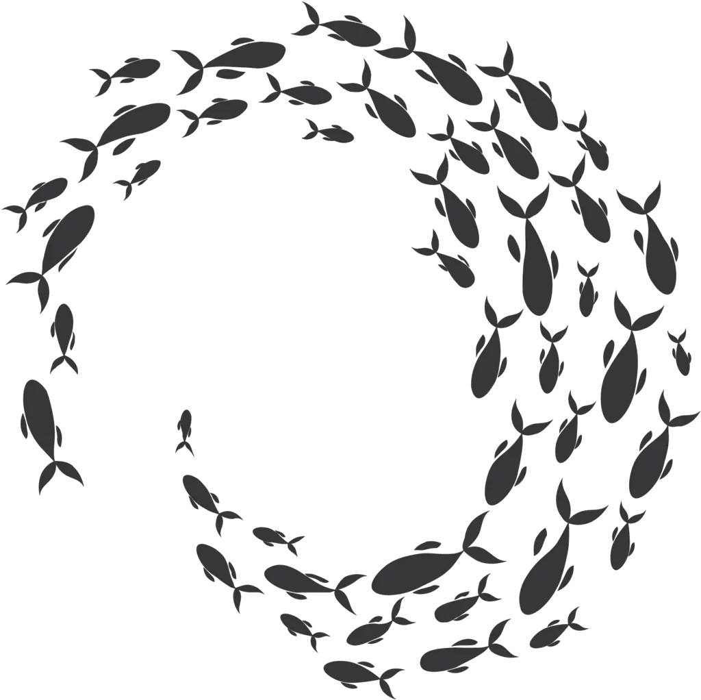 Swirling School Of Fish Sticker School Of Fish Silhouette