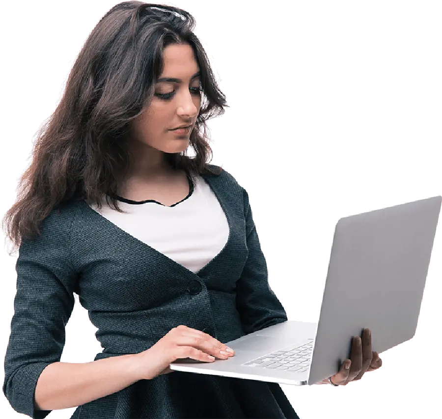 Lady Contacting E-gmat Support On Her Laptopltbr Indian Girl With Laptop Png