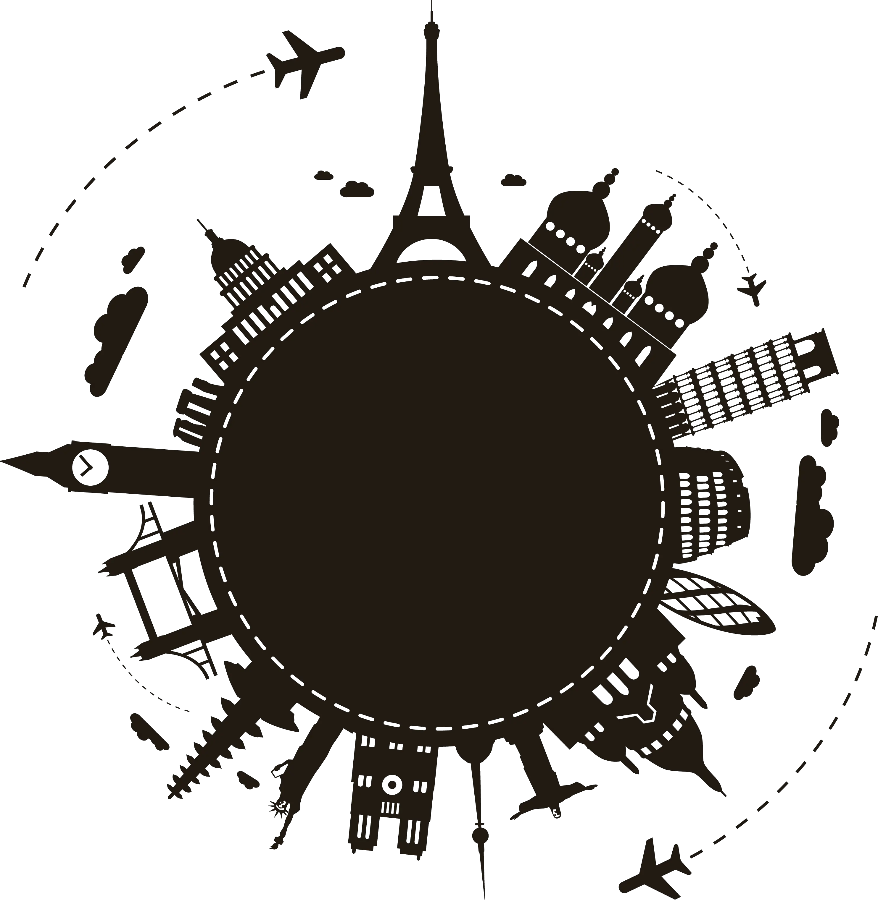 Silhouette Package Travel Agent Tour Earth Clipart All Around The World Vector