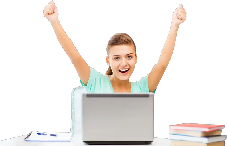 Transparent Beautiful Lady Clipart Happy Student Using Laptop