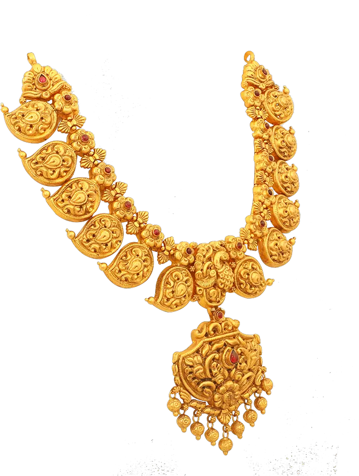 Ornate Mango Gold Necklace Earrings