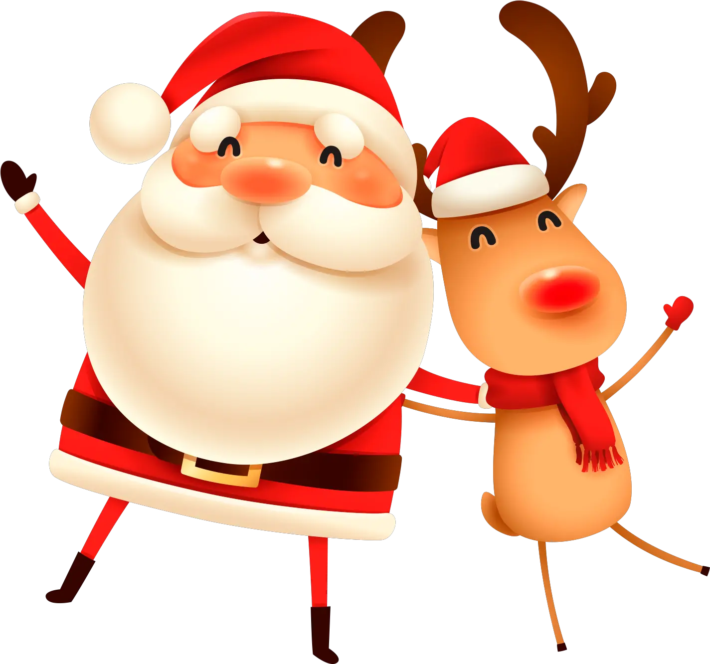 Transparent Santa Reindeer Png Merry Christmas Santa Reindeer