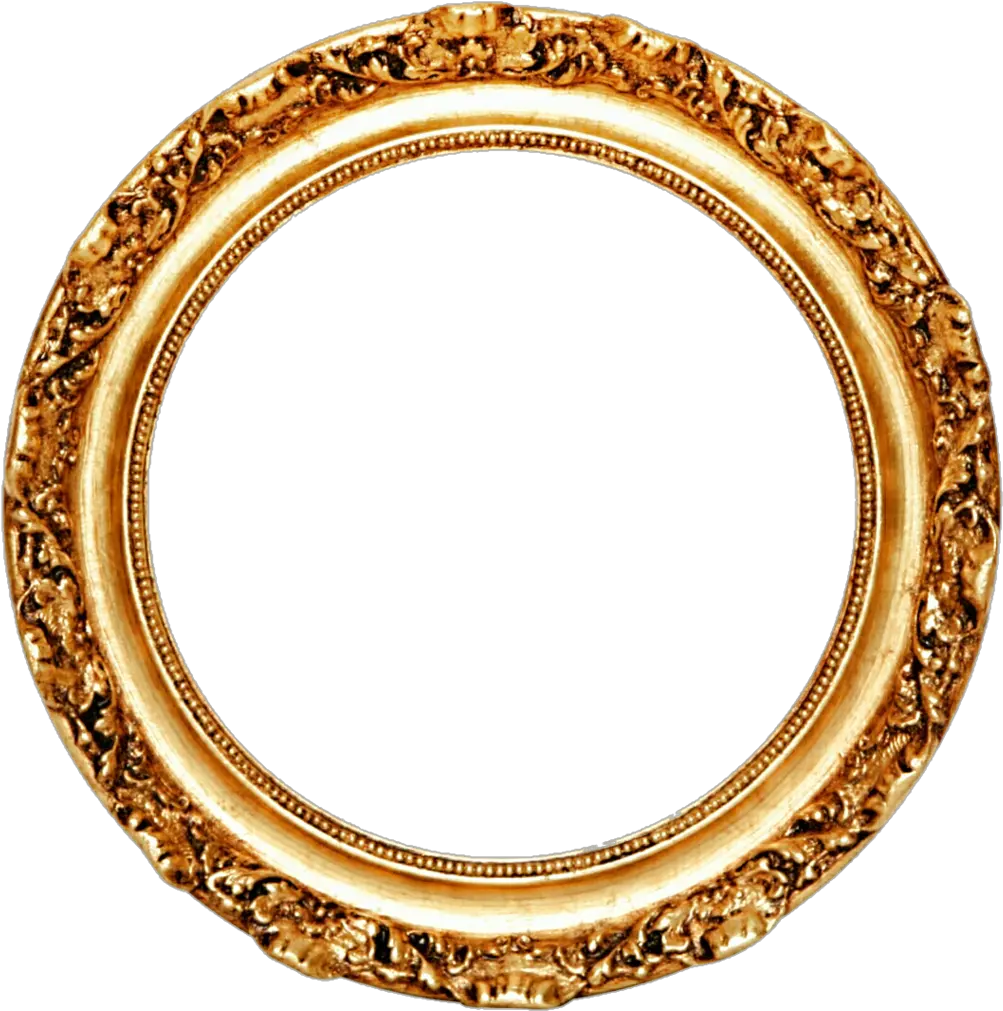 Picture Frame Mirror Circle Gold Leaf Round Golden Frame Png
