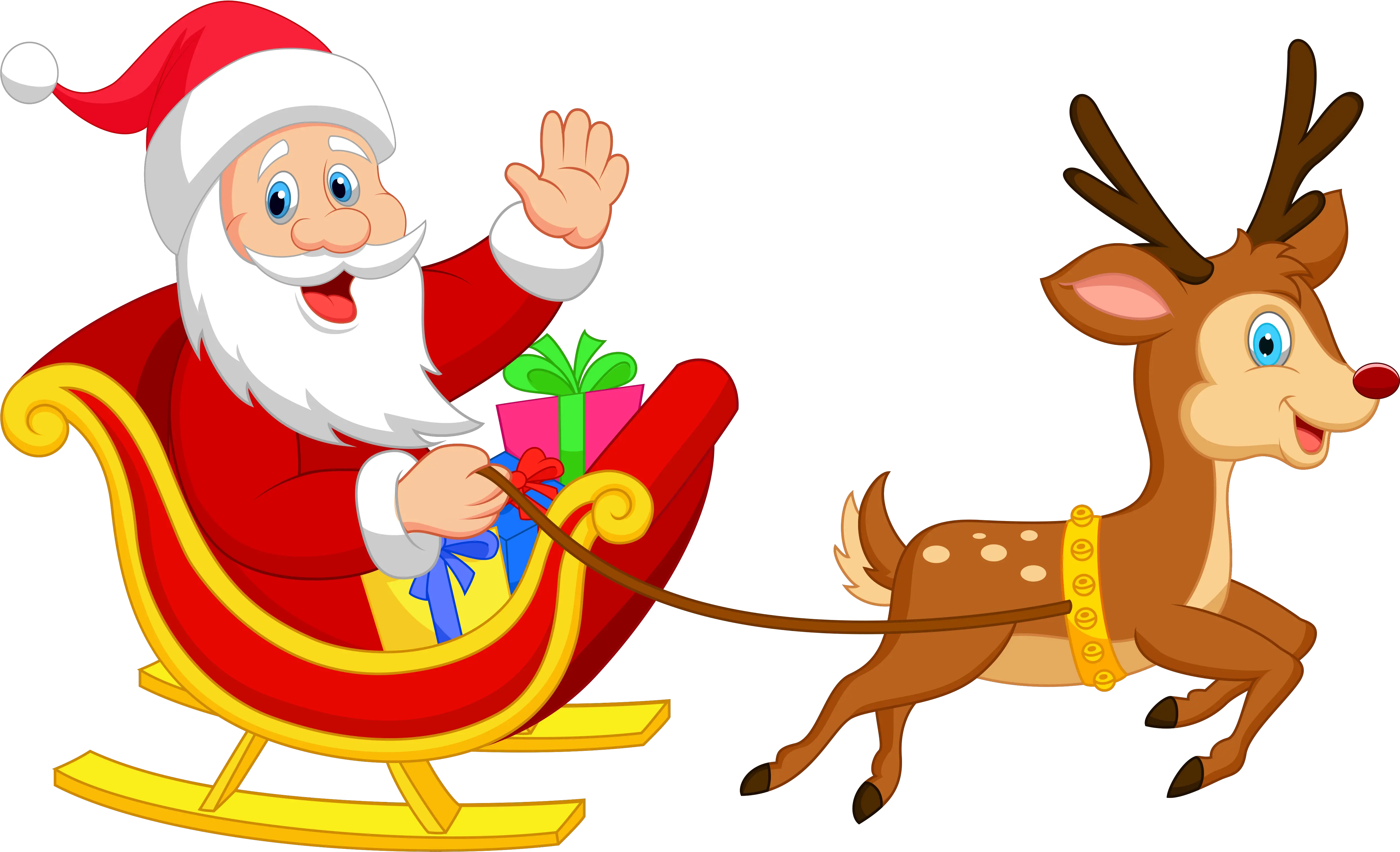 Transparent Santa With Rudolph Png Clipart Santa Claus With Reindeer Images Hd