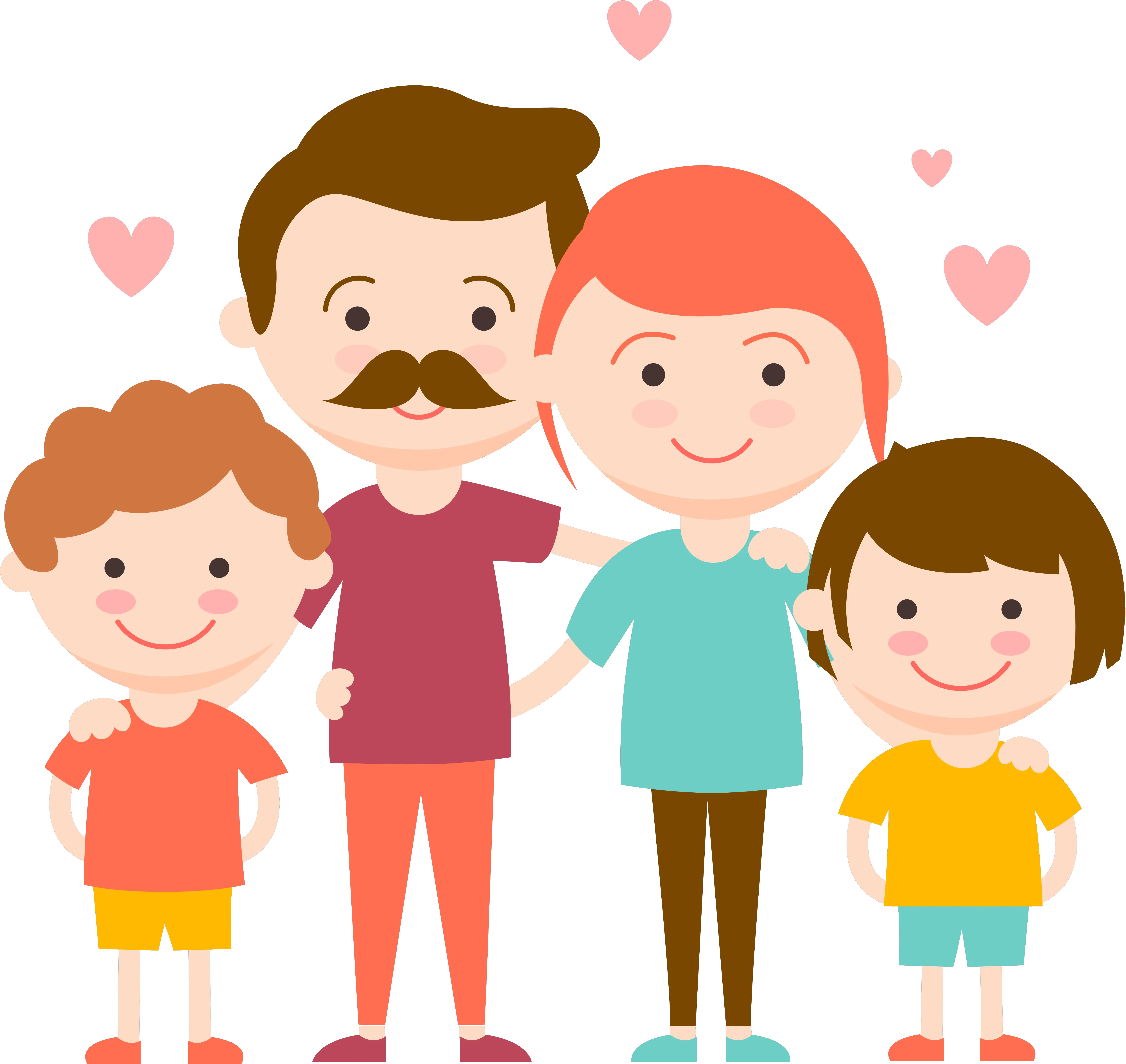 Hand Drawn Cartoon Family Decoration Vector