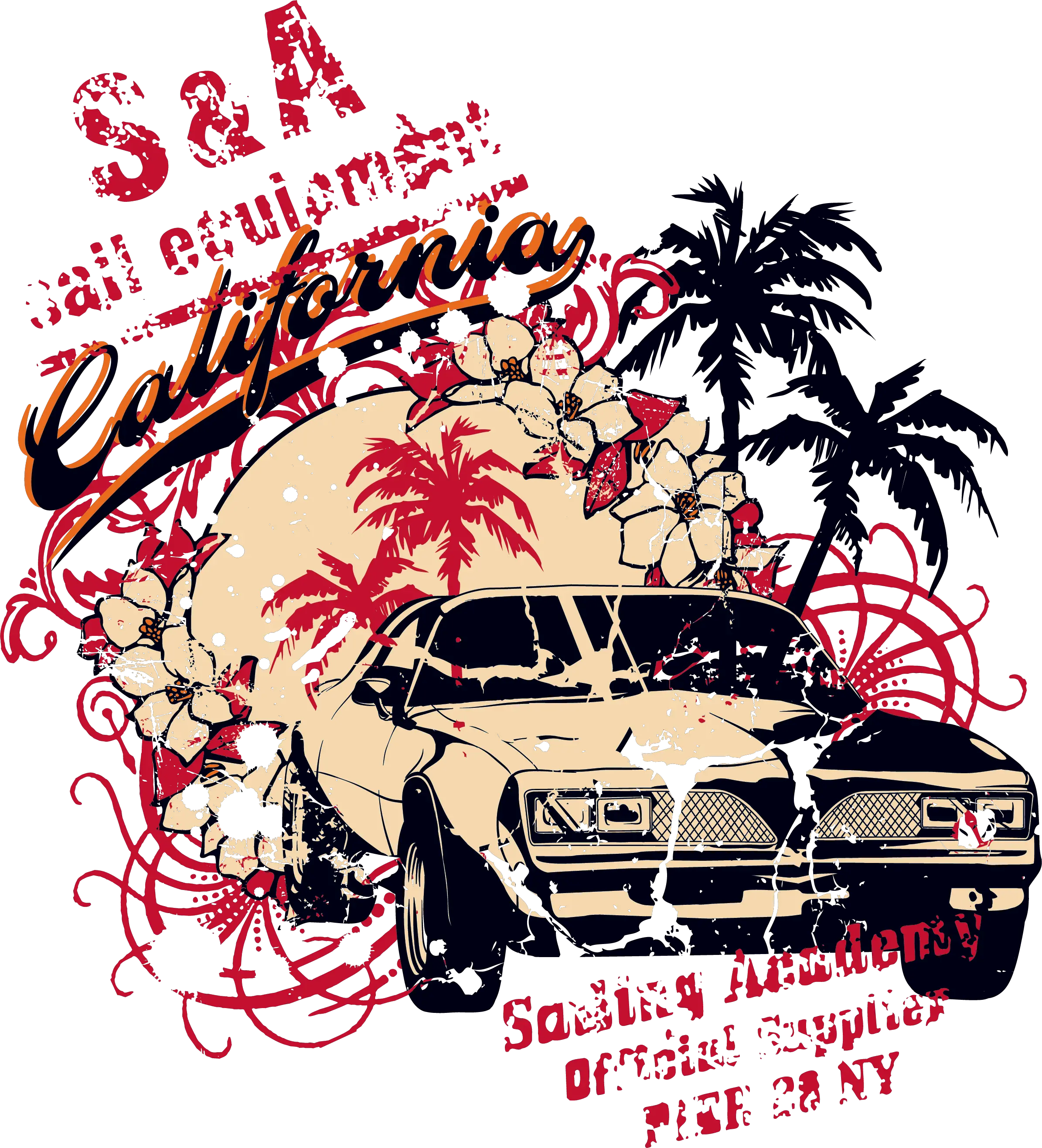 Coconut Car Top Trees T-shirt Printing Printed Clipart T-shirt