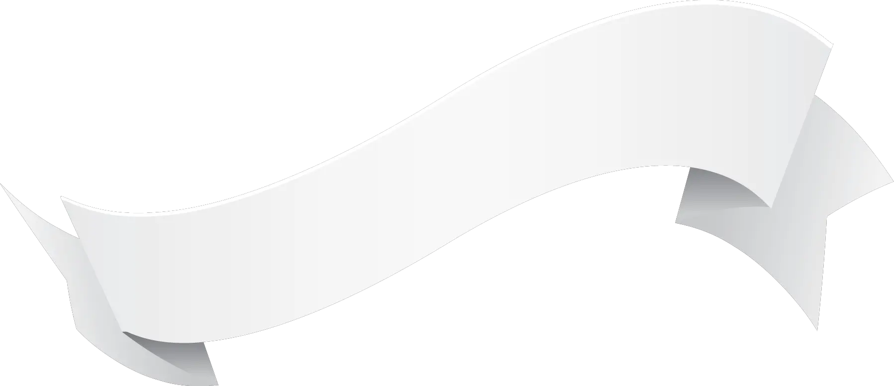 White Wave Diagonal Ribbon Banner With Fold Wedge End White Ribbon Banner Png