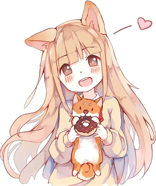 girl anime animegirl cute colorful handpainted Happy Chibi Anime Girl