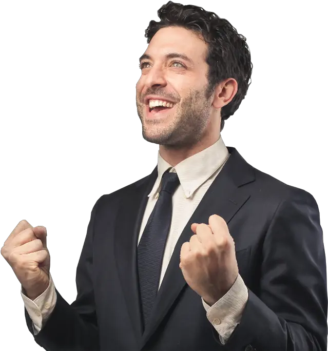 Excited Businessman With Clenched Fists Excited Business Man