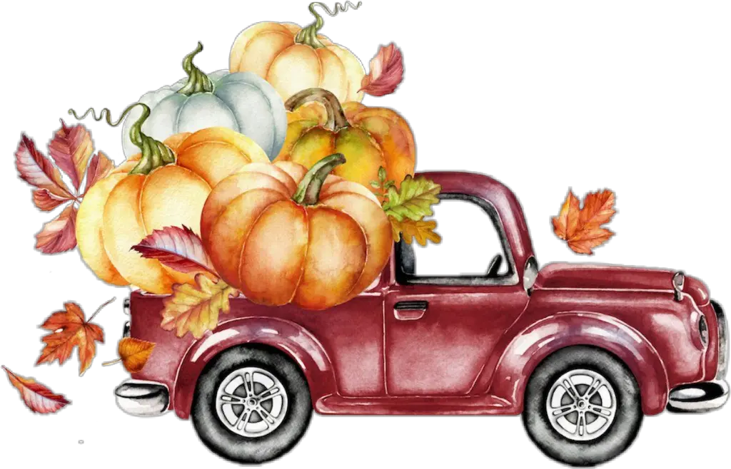 watercolor truck pumpkins leaves autumn fall It39s Fall Y All