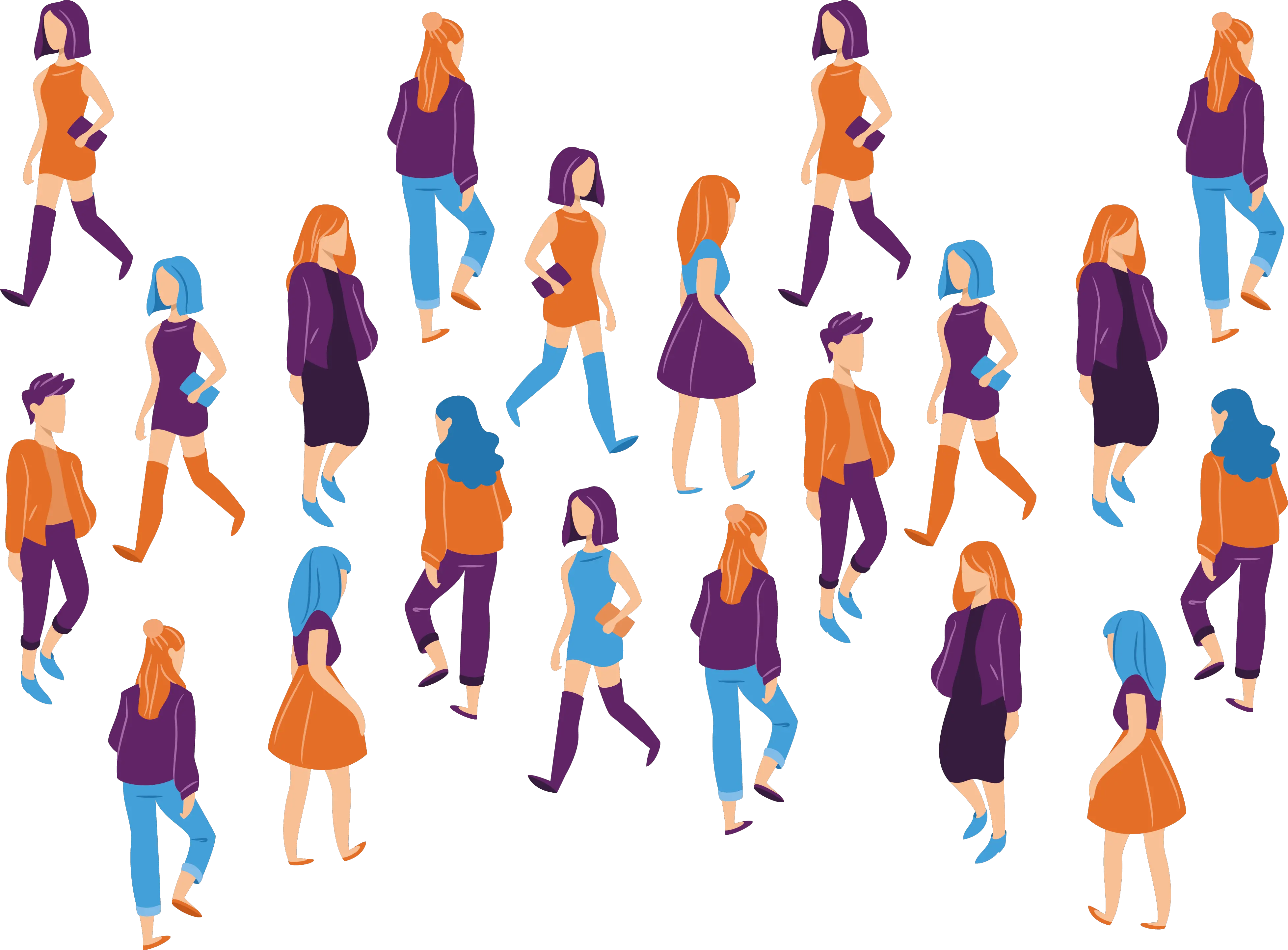 Transparent Crowd Of People Png People Walking Illustration Png
