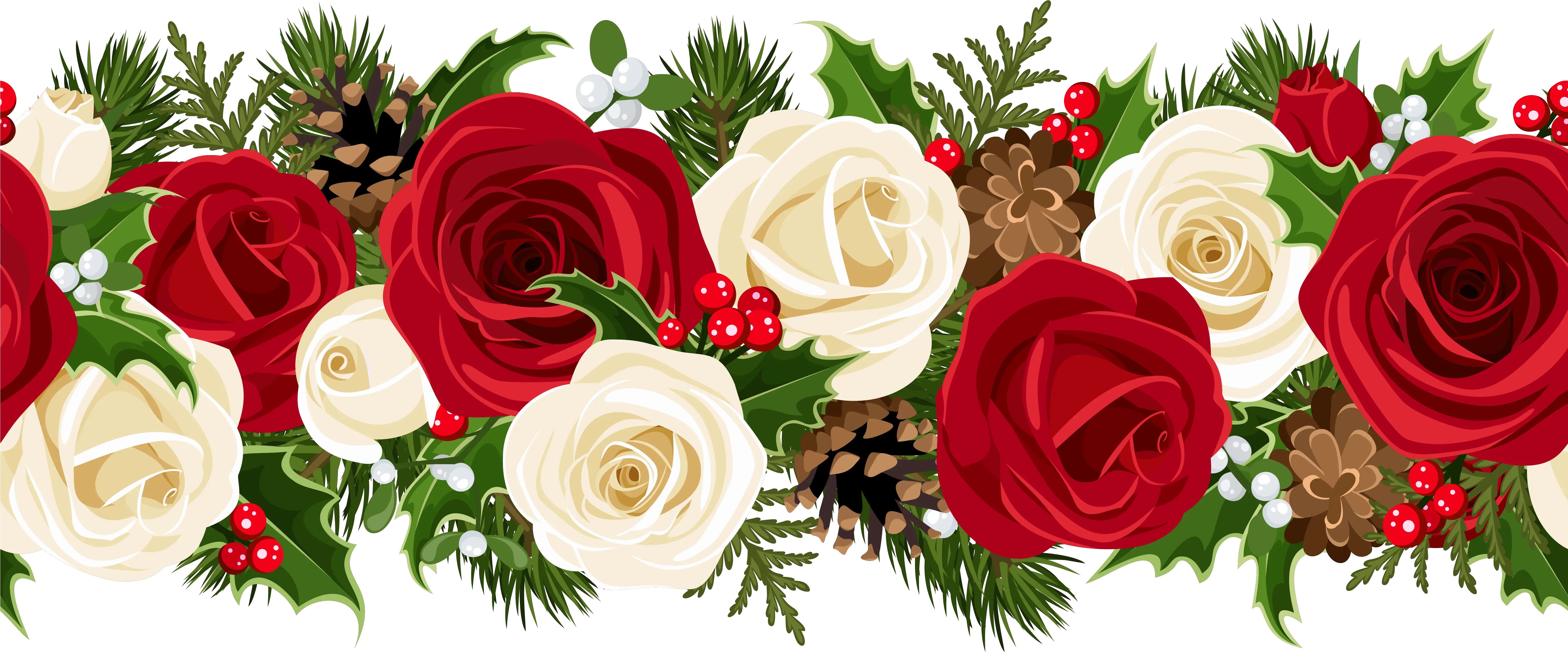 Christmas Rose Garland Png Clip Art Image