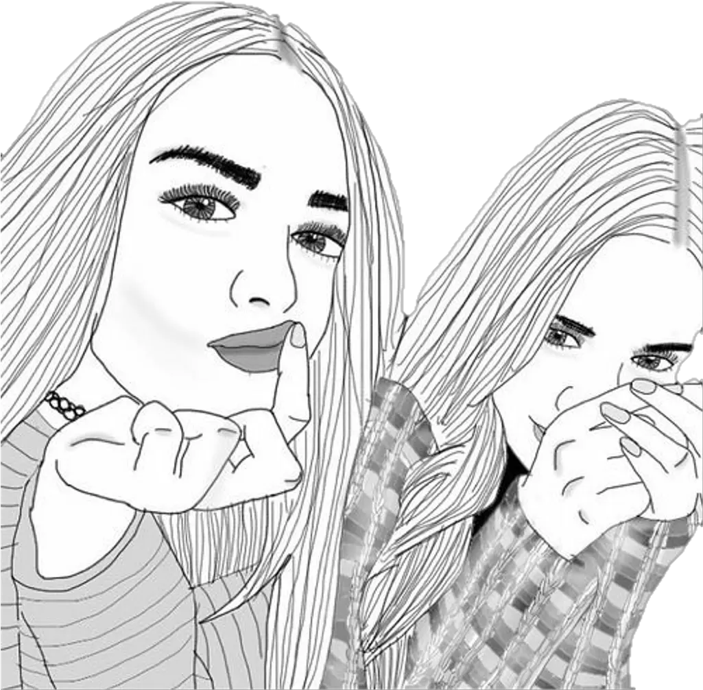 Friends Tumblr Outlines Girls Chicas Desenhos Tumblr Para Colorir De Melhores Amigas