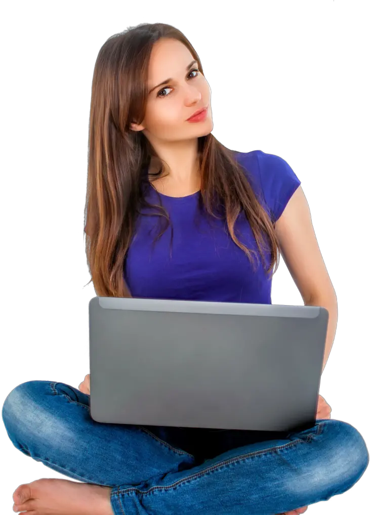 Women Sitting With Laptop Png Image Woman With Laptop Png
