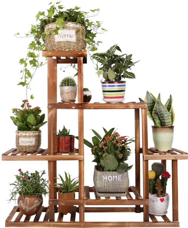 Anti Corrosion Wood Flower Stand Multi Layer Combination Ladder Style Plant Stands