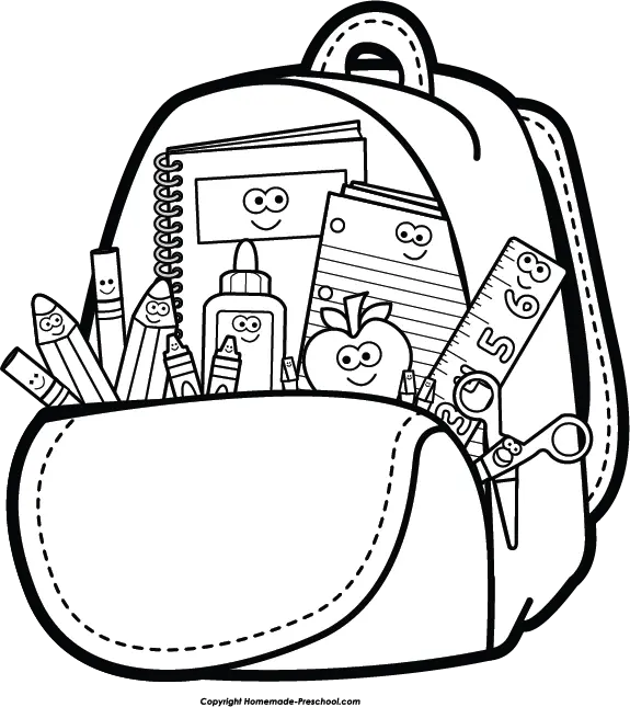 Transparent Backpack Clipart Png School Supplies Clipart Black And White