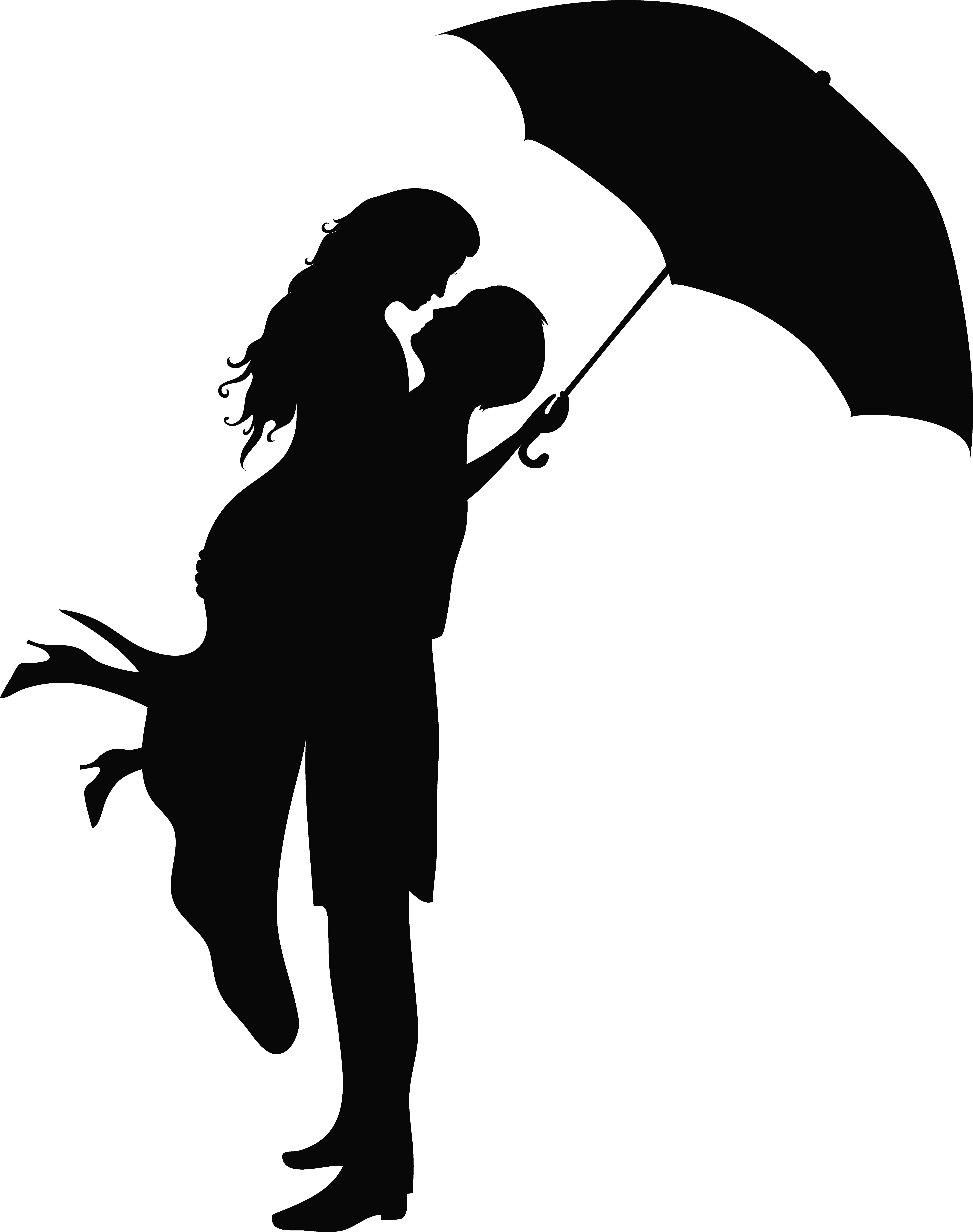 Romantic Couple Silhouettes Png Clip Art Image