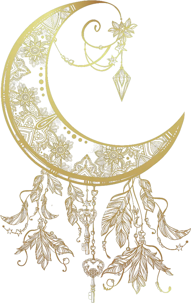 boho gold bohemian moon freetoedit Tatto Dream Catcher With Moon