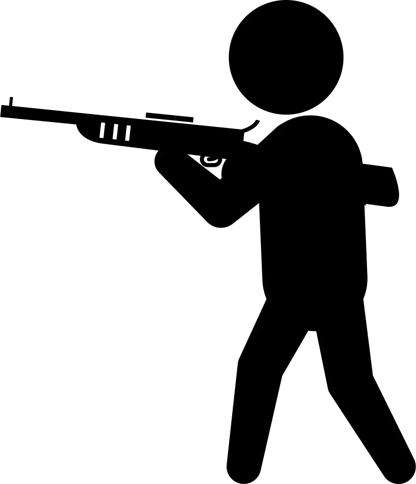 Criminal With Big Gun Silhouette Stickman With Gun Png