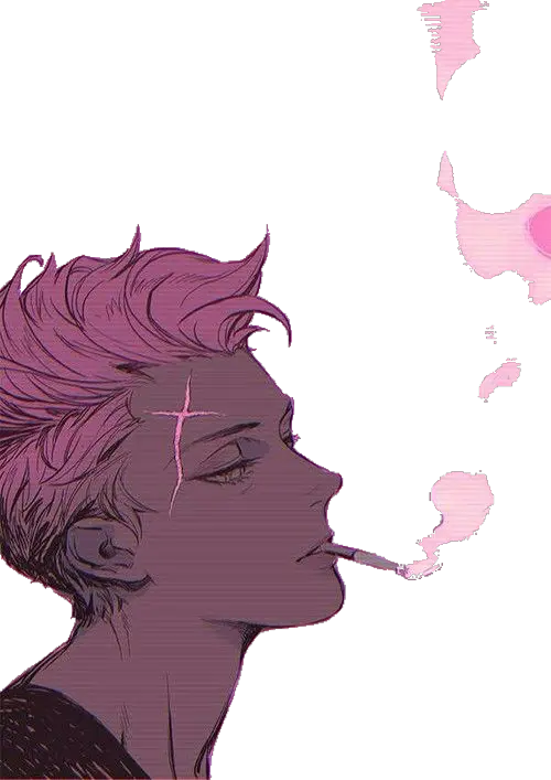pink lightpink smoke aesthetic pretty anime drawing Cool Smoking Anime Boy