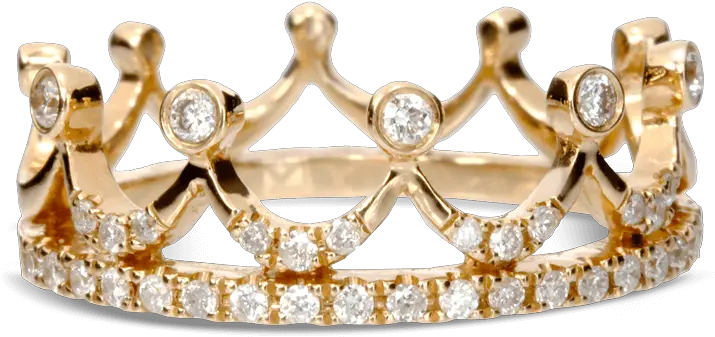 King Or Queen Crown Ring Yellow Gold Diamond Gold Transparent Queen Crown