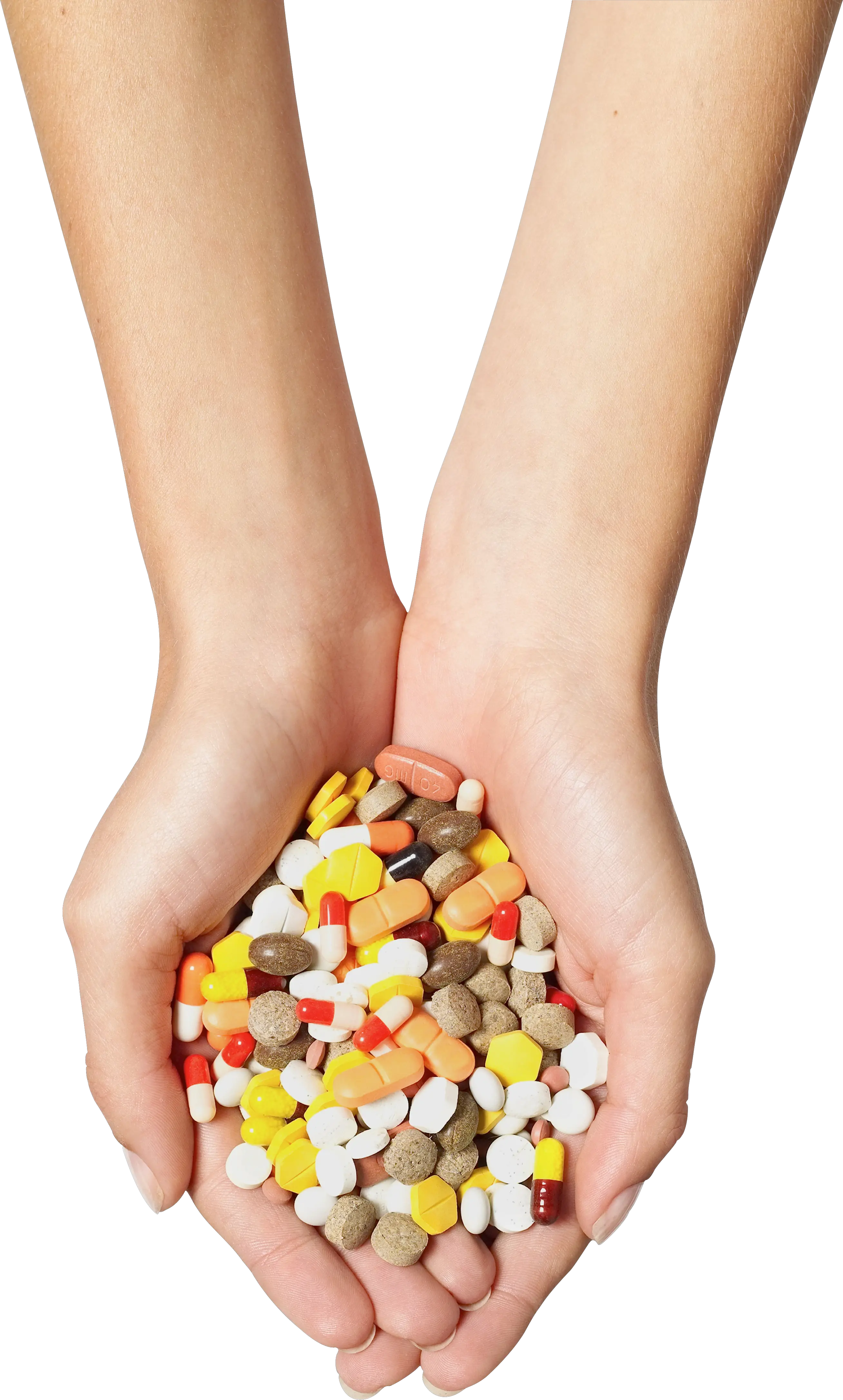 Pills tablets in hands PNG
