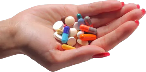 Pills in hand PNG