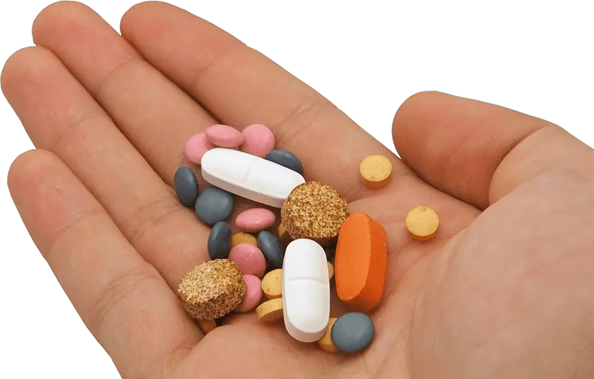 Pills in hand PNG