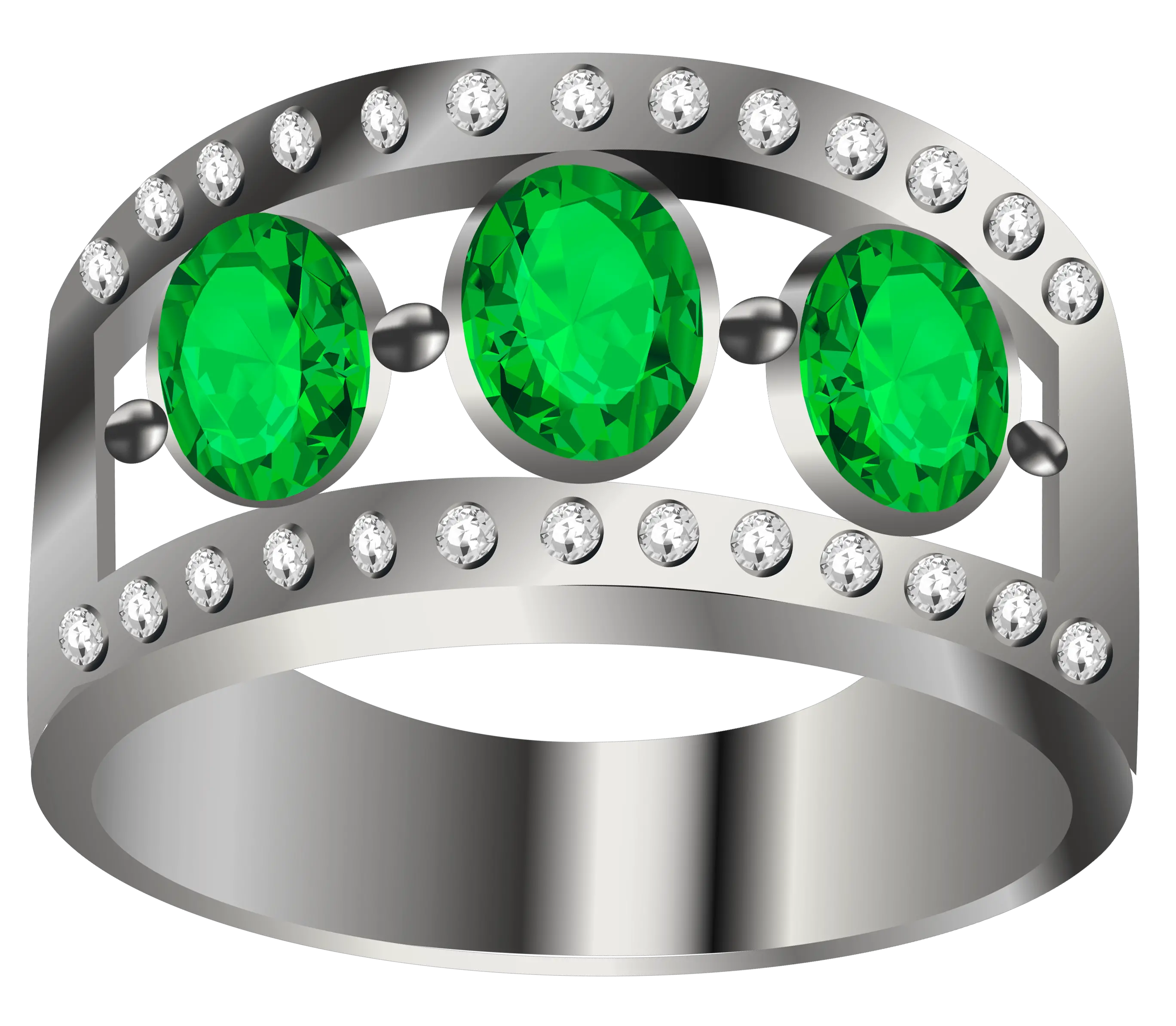 silver ring with diamonds PNG
