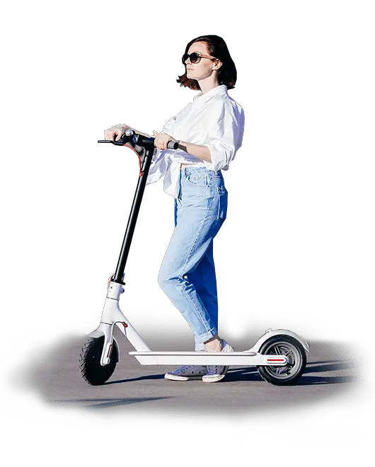 Girl on electric scooter PNG