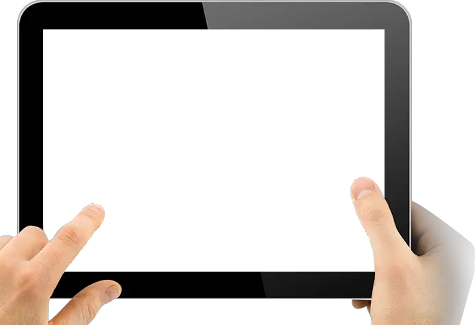 Tablet transparent in hands PNG image