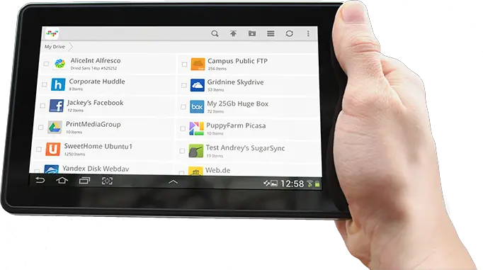 Tablet in hand PNG image