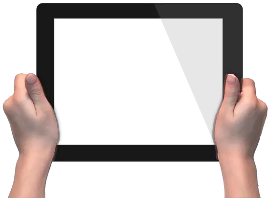 Tablet transparent in hands PNG image