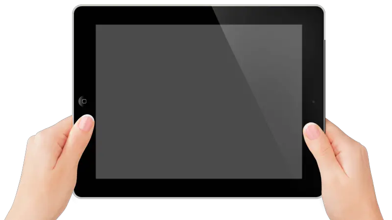 Tablet in hands PNG image