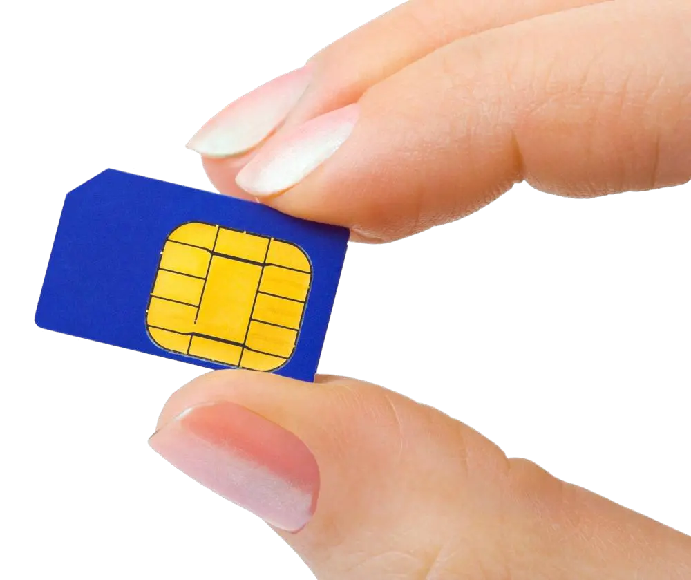SIM card in hand PNG