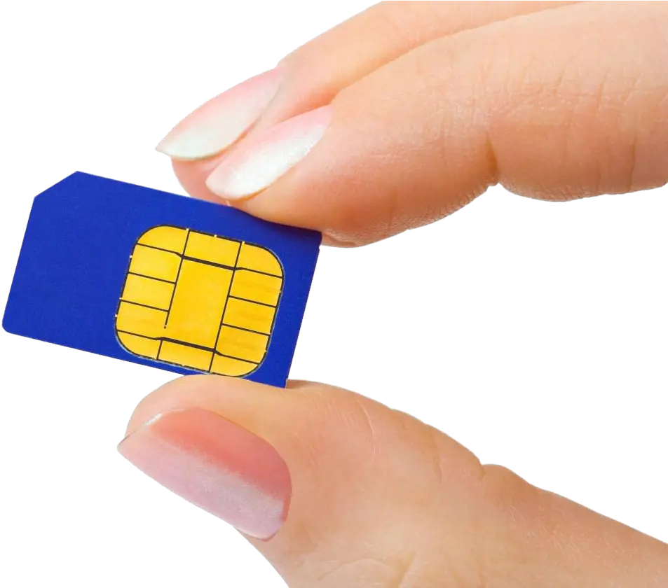 SIM card in hand PNG
