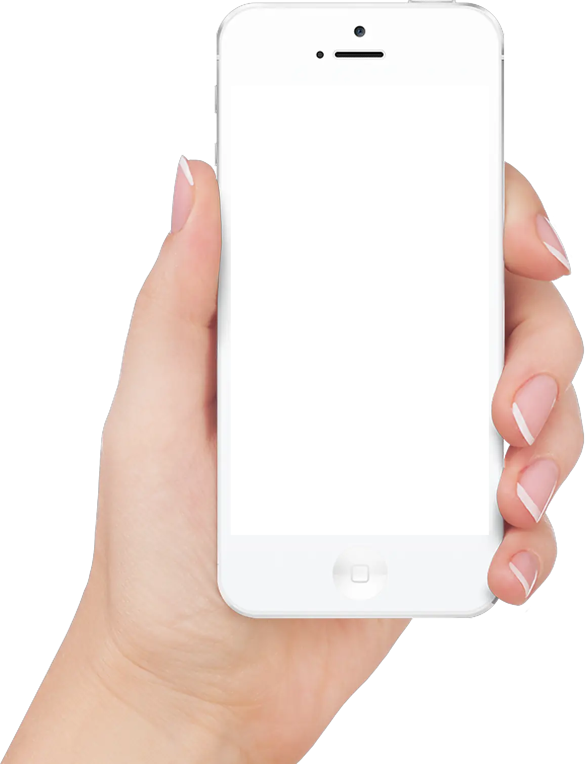 white Iphone in hand transparent PNG image